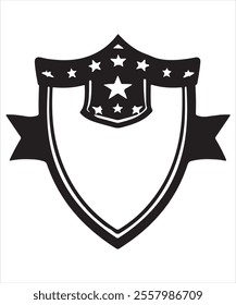 Black Shield with Ribbon and Star for Branding
