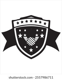 Black Shield with Ribbon and Star for Branding
