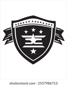 Black Shield with Ribbon and Star for Branding
