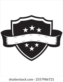 Black Shield with Ribbon and Star for Branding
