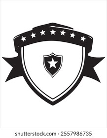 Black Shield with Ribbon and Star for Branding
