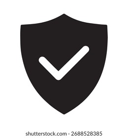 Black Shield Security Protection Checkmark Symbol Icon