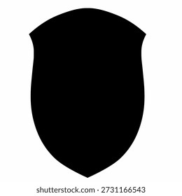 Black shield silhouette icon. Security and protection symbol for logo design, cybersecurity insurance, and safety branding isolated on white background.