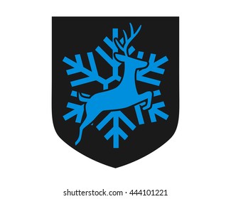 black shield snow reindeer deer elk stag image vector icon logo silhouette