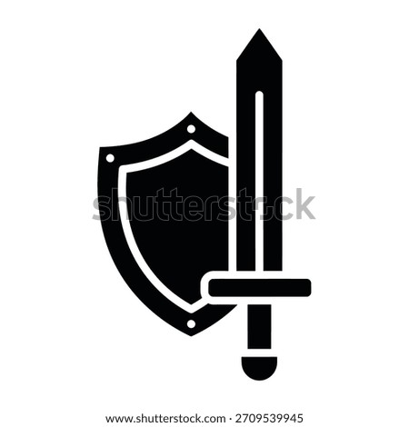 Black shield and sword icon weapon medieval