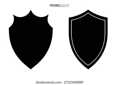 Diseños de Vectores de escudo negro, que ofrecen símbolos de protección personalizables para diversas aplicaciones de Diseño gráfico.