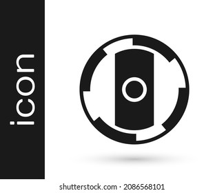 Black Shield viking icon isolated on white background. Round wooden shield. Security, safety, protection, privacy, guard concept.  Vector