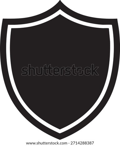 A black shield with a white border and a pointed on a white background