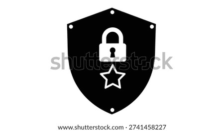 Black shield with white lock star