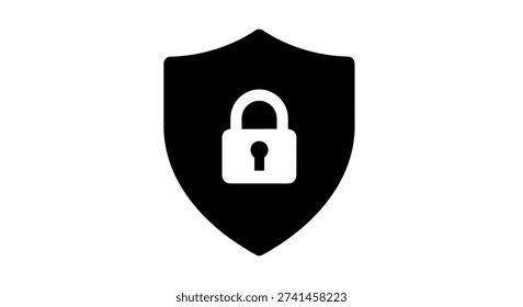 Black shield with white lock symbol