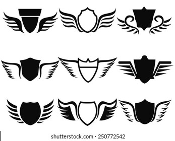 black shield wings icon