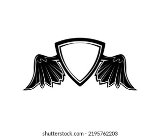 Black shield with wings logo concept design
