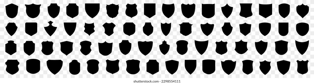 Black shields security logo. Set of black shields icon. Protection shield icons collection
