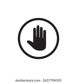 black shilottued vector stop sign icon. No sign, red warning isolated