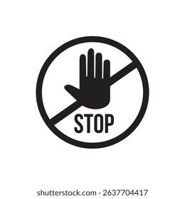 black shilottued vector stop sign icon. No sign, red warning isolated