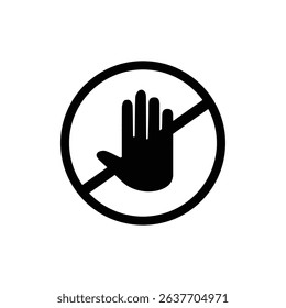 black shilottued vector stop sign icon. No sign, red warning isolated