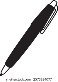 Black shine pen icon silhouette vector art illustration