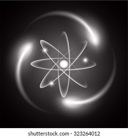 black Shining atom scheme. Vector illustration. dark background. digital. infographics. Abstract Technology background for computer graphic website internet and business. circuit.