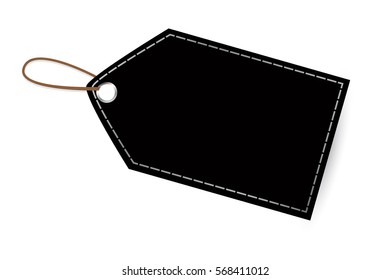 Black Shining Blank Tag Isolated on White
