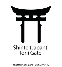 Black Shinto Japan Torii gate symbol on white background