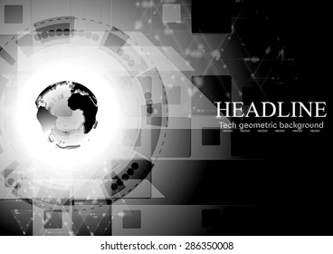 Black shiny abstract technology background. Vector design