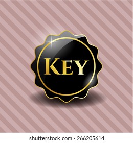 Insignia brillante negra con clave de texto dentro