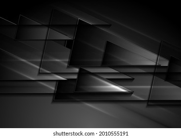Black shiny glossy triangles abstract geometric background. Vector illustration