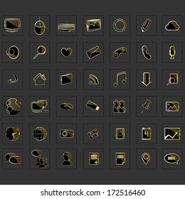 Black shiny icon set 