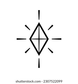 Black shiny line diamond jewelry gem light rays outline icon vector design