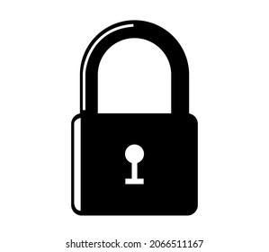 Black shiny metallic lock icon. Symbol of security. Black locked security lock illustration isolated on white background.