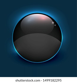 black shiny mirror circle frame on blue background