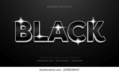 Black shiny text effect, Editable text silver and shiny theme.