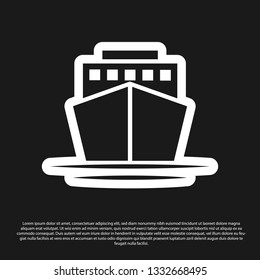 Black Ship icon isolated on black background. Vector Illustration