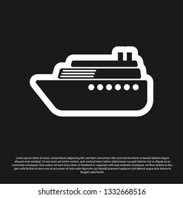 Black Ship icon isolated on black background. Vector Illustration