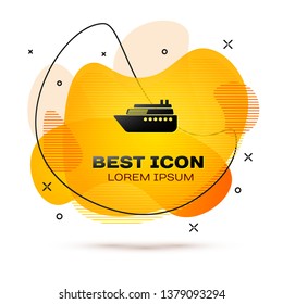 Black Ship icon isolated on white background. Fluid color banner. Vector Illustration