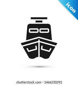 Black Ship icon isolated on white background.  Vector Illustration
