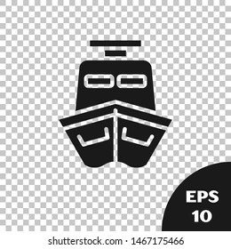 Black Ship icon isolated on transparent background.  Vector Illustration