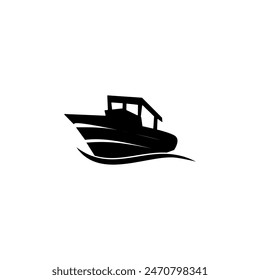 Icono de barco negro Logo de barco negro. Ilustración vectorial de un barco negro, sobre un fondo blanco.