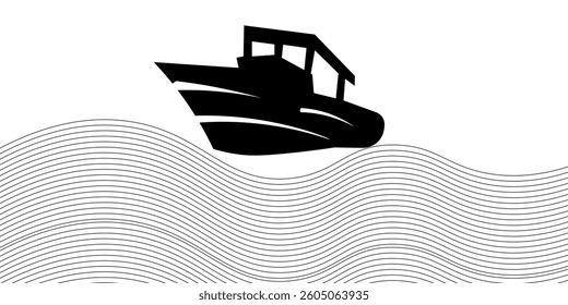 Black ship icon Black ship logo. Vector illustration of a black ship, on a white background. eps10