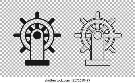 Black Ship Lenkrad Symbol einzeln auf transparentem Hintergrund.  Vektorgrafik