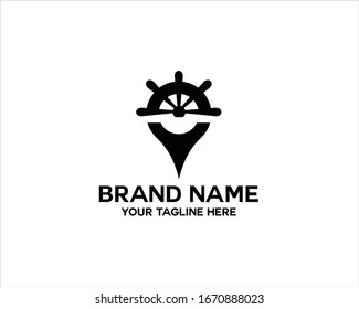 black ship steering wheel vector