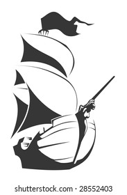 Black ship in vector format