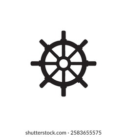 Black Ship wheel silhouette vector illustration on white background