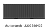 Black shipping cargo container for transportation. Vector illustration in flat style. Isolated on white background.