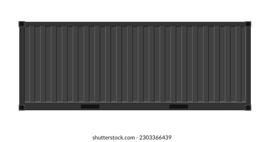 Black shipping cargo container for transportation. Vector illustration in flat style. Isolated on white background.