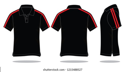 Black Shirt Design Vector 
: Red Double Tapes