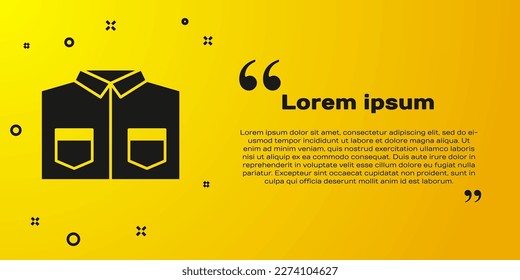 Black Shirt icon isolated on yellow background.  Vector