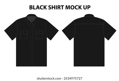 Black shirt mock up isolate on white background, short sleeves