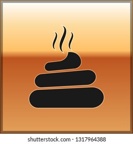 Black Shit icon isolated on gold background. Vector Illustration