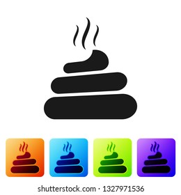 Black Shit icon isolated on white background. Set icon in color square buttons. Vector Illustration